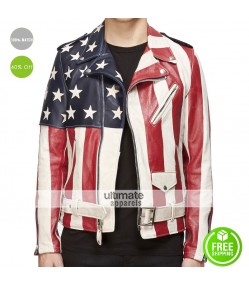 Meek Mill Perfecto American Flag Biker Leather Jacket